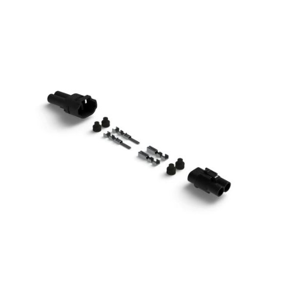 Denali DENALI MT Series  2-Pin Waterproof Connector Set, Male & Female Connectors with Terminals & Seals